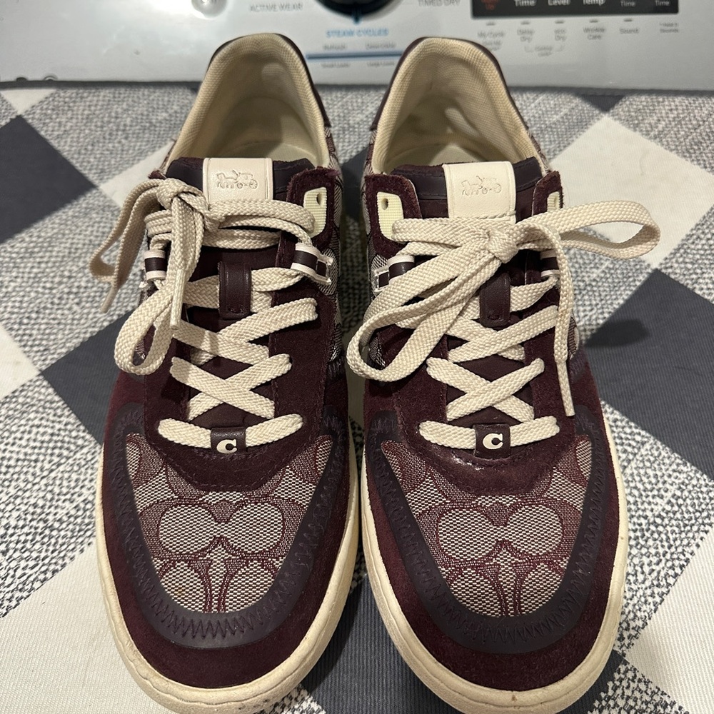 Vintage Coach Burgundy and Cream Signature Sneakers